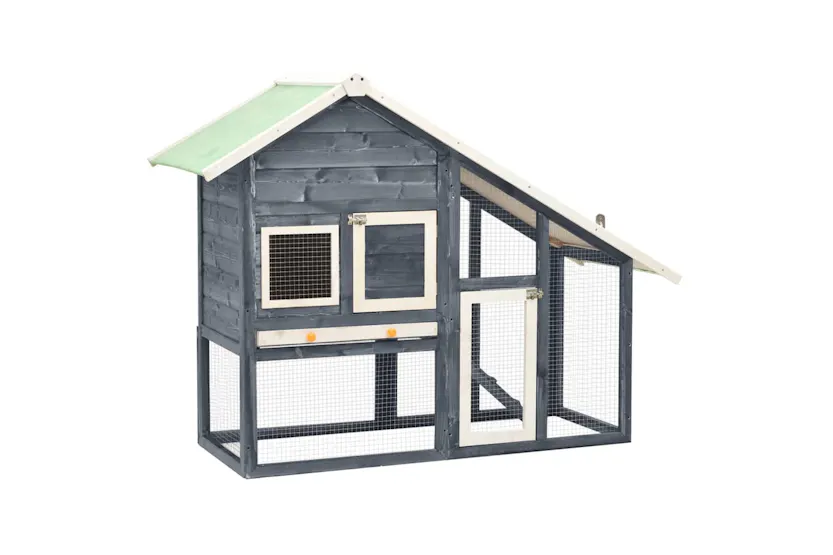 vidaXL 170869 Rabbit Hutch Grey And White 140x63x120cm Solid Firwood vidaXL 170869 Rabbit Hutch Grey And White 140x63x120cm Solid Firwood