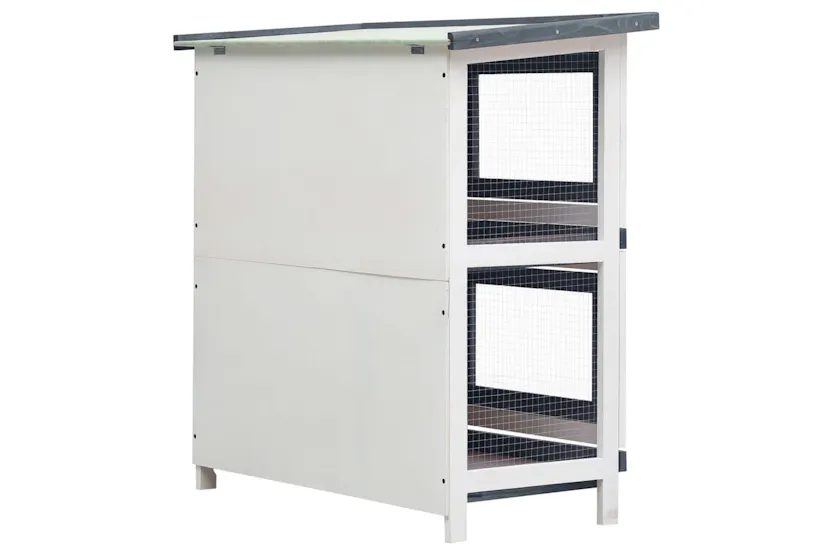 vidaXL 170834 Outdoor Rabbit Hutch 4 Doors Grey Wood vidaXL 170834 Outdoor Rabbit Hutch 4 Doors Grey Wood