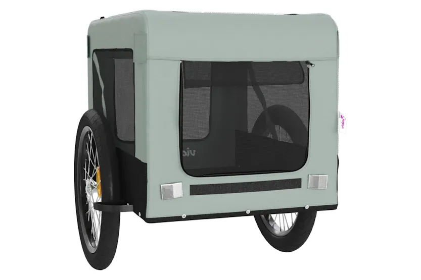 vidaXL 93923 Pet Bike Trailer Grey And Black Oxford Fabric&iron vidaXL 93923 Pet Bike Trailer Grey And Black Oxford Fabric&iron