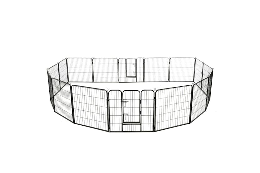 vidaXL 275491 Dog Playpen 16 Panels Steel 80x80cm Black vidaXL 275491 Dog Playpen 16 Panels Steel 80x80cm Black