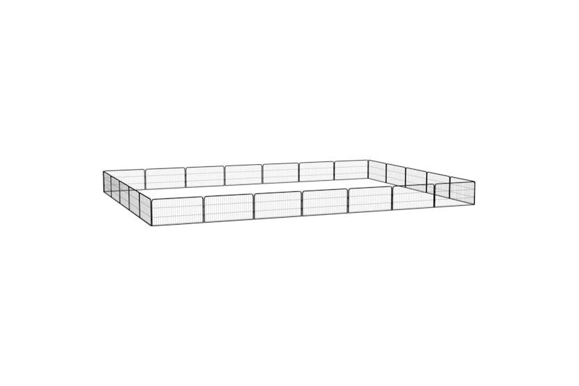 vidaXL 3115971 24-panel Dog Playpen Black 100x50cm Powder-coated Steel vidaXL 3115971 24-panel Dog Playpen Black 100x50cm Powder-coated Steel