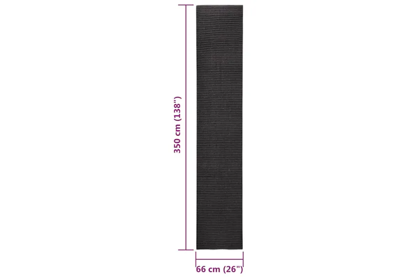 vidaXL 3203432 Sisal Rug For Scratching Post Black 66x350cm vidaXL 3203432 Sisal Rug For Scratching Post Black 66x350cm
