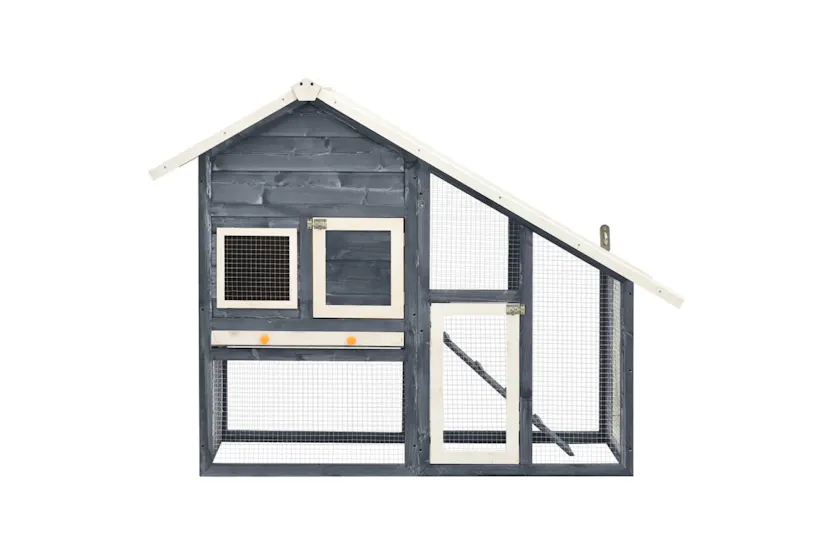 vidaXL 170869 Rabbit Hutch Grey And White 140x63x120cm Solid Firwood vidaXL 170869 Rabbit Hutch Grey And White 140x63x120cm Solid Firwood