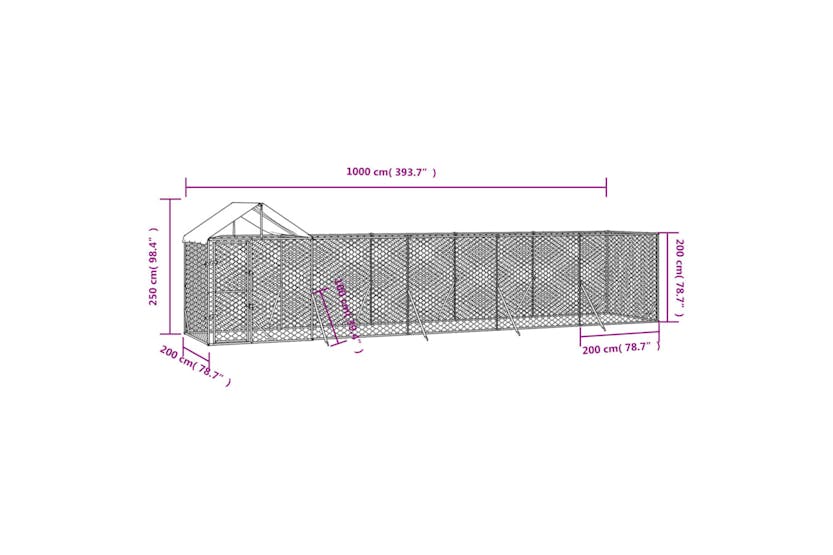 vidaXL 3190468 Outdoor Dog Kennel With Roof Silver 10x2x2.5 M Galvanised Steel vidaXL 3190468 Outdoor Dog Kennel With Roof Silver 10x2x2.5 M Galvanised Steel