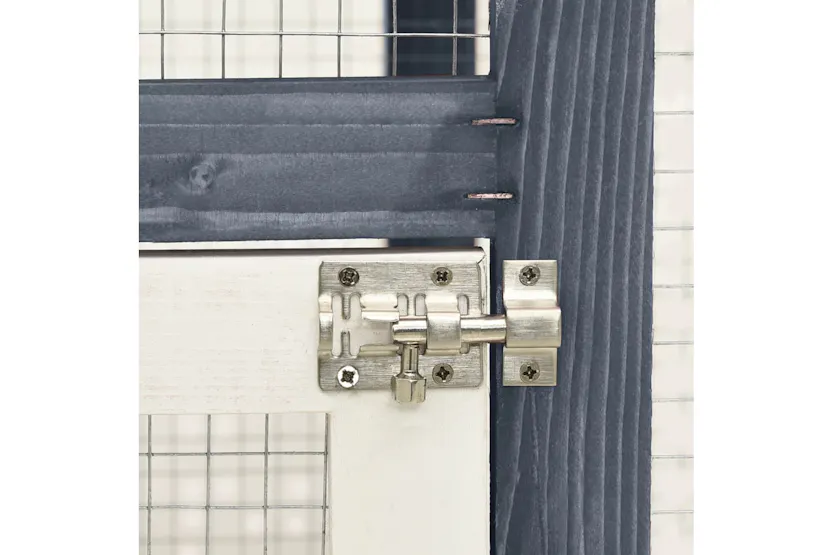 vidaXL 170869 Rabbit Hutch Grey And White 140x63x120cm Solid Firwood vidaXL 170869 Rabbit Hutch Grey And White 140x63x120cm Solid Firwood