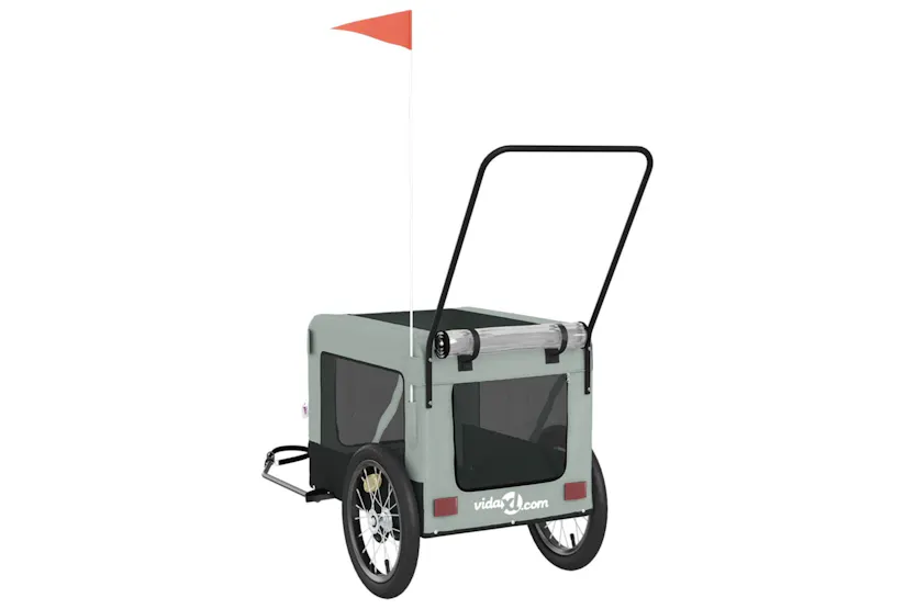vidaXL 93937 Pet Bike Trailer Grey And Black Oxford Fabric And Iron vidaXL 93937 Pet Bike Trailer Grey And Black Oxford Fabric And Iron