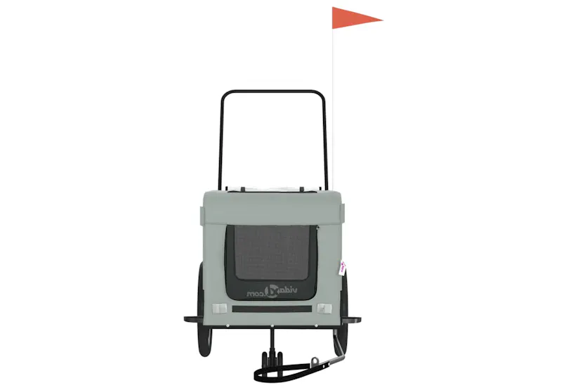 vidaXL 93937 Pet Bike Trailer Grey And Black Oxford Fabric And Iron vidaXL 93937 Pet Bike Trailer Grey And Black Oxford Fabric And Iron
