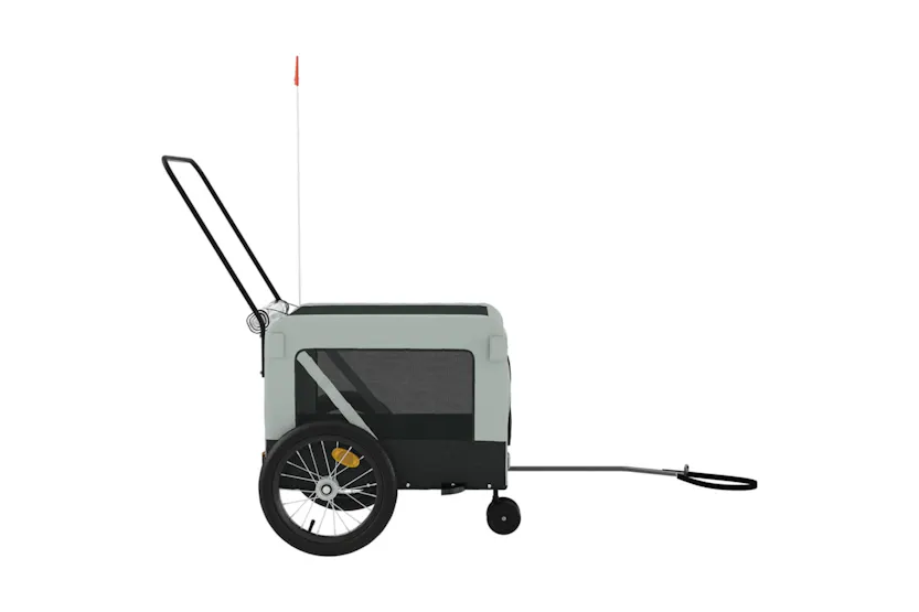 vidaXL 93937 Pet Bike Trailer Grey And Black Oxford Fabric And Iron vidaXL 93937 Pet Bike Trailer Grey And Black Oxford Fabric And Iron