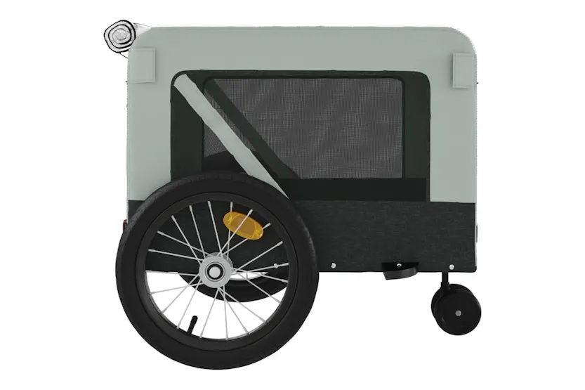 vidaXL 93937 Pet Bike Trailer Grey And Black Oxford Fabric And Iron vidaXL 93937 Pet Bike Trailer Grey And Black Oxford Fabric And Iron
