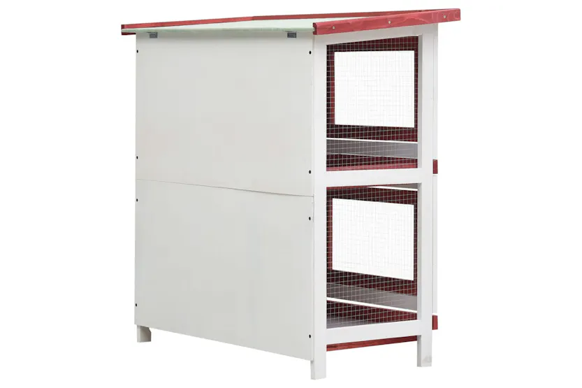 vidaXL 170836 Outdoor Rabbit Hutch 4 Doors Red Wood vidaXL 170836 Outdoor Rabbit Hutch 4 Doors Red Wood