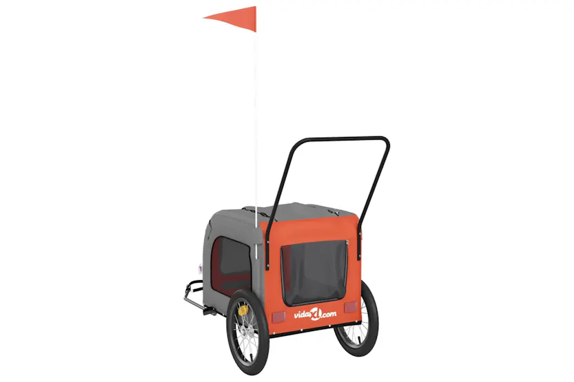 vidaXL 93851 Pet Bike Trailer Orange And Grey Oxford Fabric And Iron vidaXL 93851 Pet Bike Trailer Orange And Grey Oxford Fabric And Iron