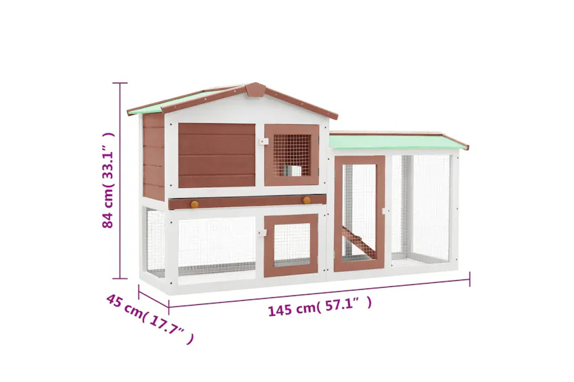 vidaXL 170841 Outdoor Large Rabbit Hutch Brown And White 145 X 45 X 84 Wood vidaXL 170841 Outdoor Large Rabbit Hutch Brown And White 145 X 45 X 84 Wood