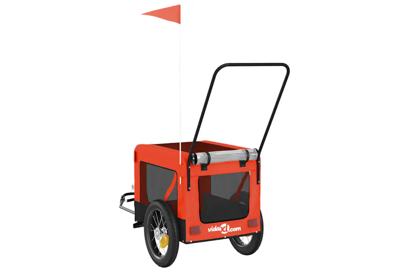 vidaXL 93928 Pet Bike Trailer Orange And Black Oxford Fabric And Iron vidaXL 93928 Pet Bike Trailer Orange And Black Oxford Fabric And Iron