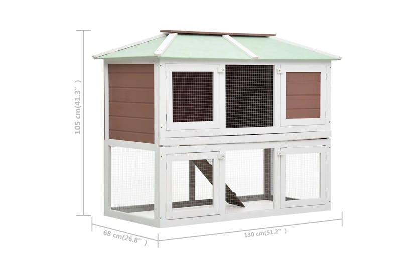 vidaXL 170850 Animal Rabbit Cage Double Floor Brown Wood vidaXL 170850 Animal Rabbit Cage Double Floor Brown Wood