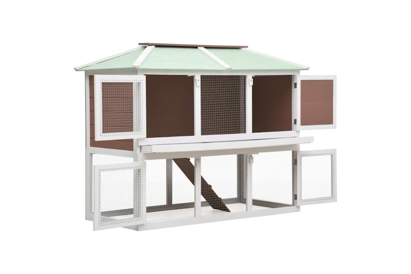 vidaXL 170850 Animal Rabbit Cage Double Floor Brown Wood vidaXL 170850 Animal Rabbit Cage Double Floor Brown Wood