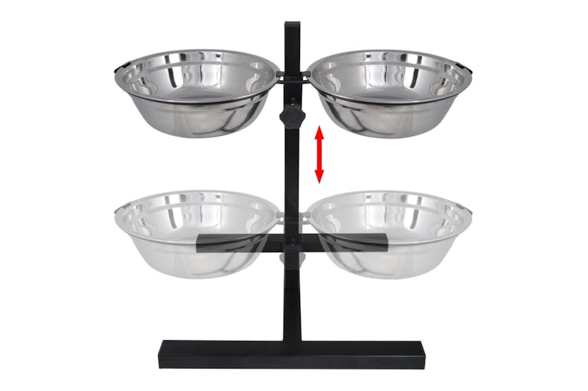 vidaXL 170091 Adjustable Double Diner Pet Dog Feeding Stand & 2 X 1.6l Stainless Steel Bowls vidaXL 170091 Adjustable Double Diner Pet Dog Feeding Stand & 2 X 1.6l Stainless Steel Bowls