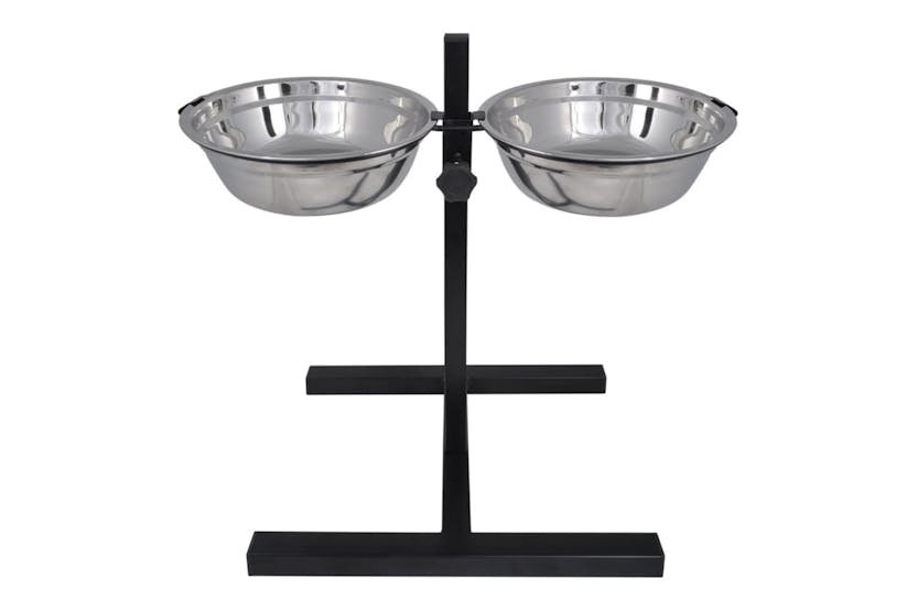 vidaXL 170091 Adjustable Double Diner Pet Dog Feeding Stand & 2 X 1.6l Stainless Steel Bowls vidaXL 170091 Adjustable Double Diner Pet Dog Feeding Stand & 2 X 1.6l Stainless Steel Bowls