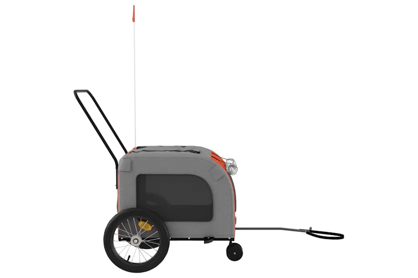 vidaXL 93851 Pet Bike Trailer Orange And Grey Oxford Fabric And Iron vidaXL 93851 Pet Bike Trailer Orange And Grey Oxford Fabric And Iron