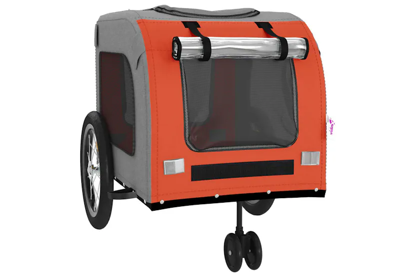 vidaXL 93851 Pet Bike Trailer Orange And Grey Oxford Fabric And Iron vidaXL 93851 Pet Bike Trailer Orange And Grey Oxford Fabric And Iron