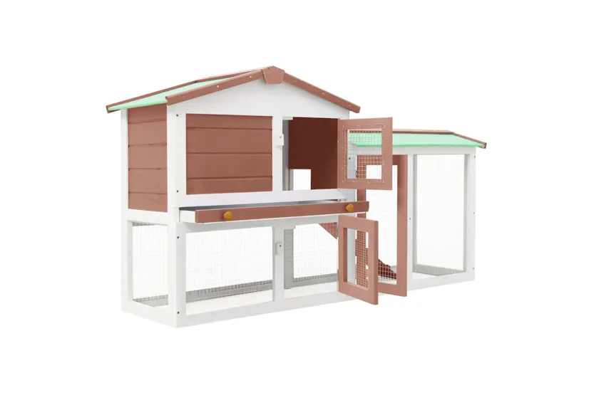 vidaXL 170841 Outdoor Large Rabbit Hutch Brown And White 145 X 45 X 84 Wood vidaXL 170841 Outdoor Large Rabbit Hutch Brown And White 145 X 45 X 84 Wood