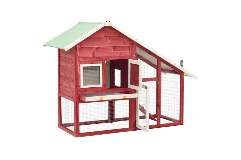 vidaXL 170871 Rabbit Hutch Red And White 140x63x120cm Solid Firwood vidaXL 170871 Rabbit Hutch Red And White 140x63x120cm Solid Firwood