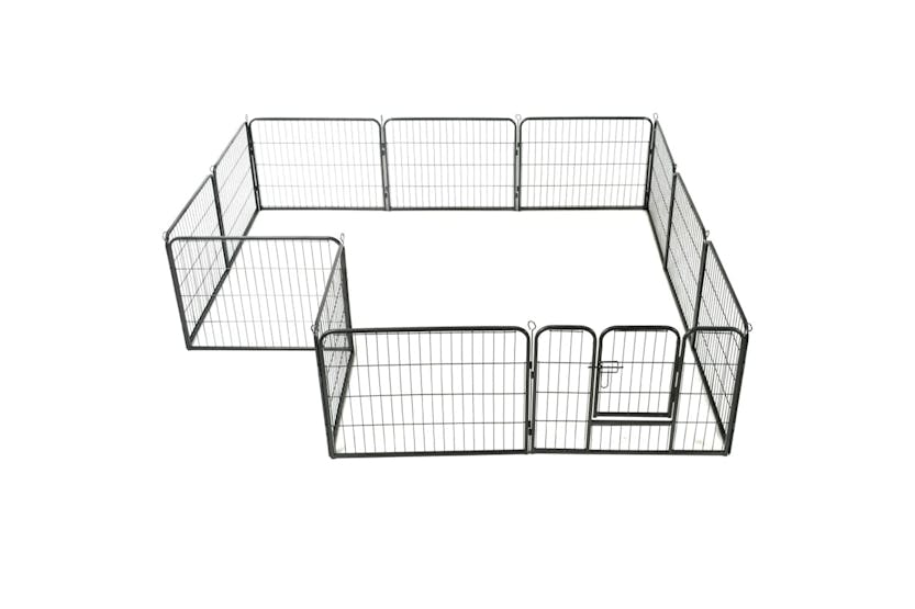 vidaXL 170573 Dog Playpen 12 Panels Steel 80x60cm Black vidaXL 170573 Dog Playpen 12 Panels Steel 80x60cm Black