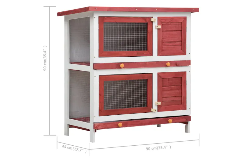 vidaXL 170836 Outdoor Rabbit Hutch 4 Doors Red Wood vidaXL 170836 Outdoor Rabbit Hutch 4 Doors Red Wood