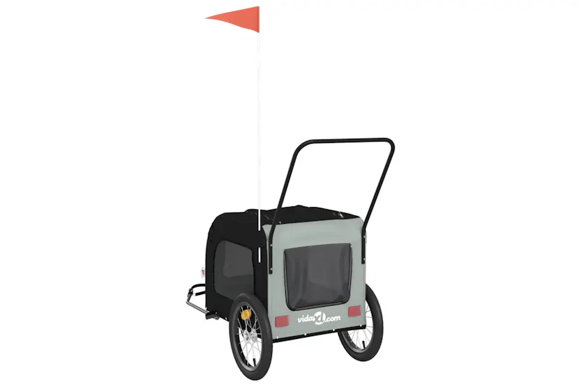 vidaXL 93853 Pet Bike Trailer Black And Grey Oxford Fabric And Iron vidaXL 93853 Pet Bike Trailer Black And Grey Oxford Fabric And Iron