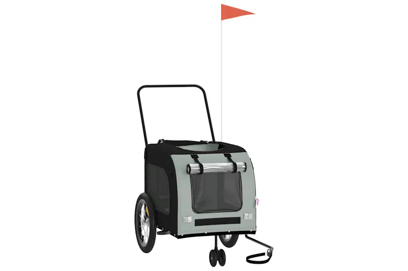 vidaXL 93853 Pet Bike Trailer Black And Grey Oxford Fabric And Iron vidaXL 93853 Pet Bike Trailer Black And Grey Oxford Fabric And Iron