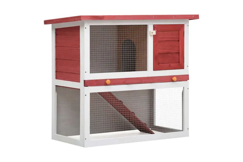 vidaXL 170833 Outdoor Rabbit Hutch 1 Door Red Wood vidaXL 170833 Outdoor Rabbit Hutch 1 Door Red Wood