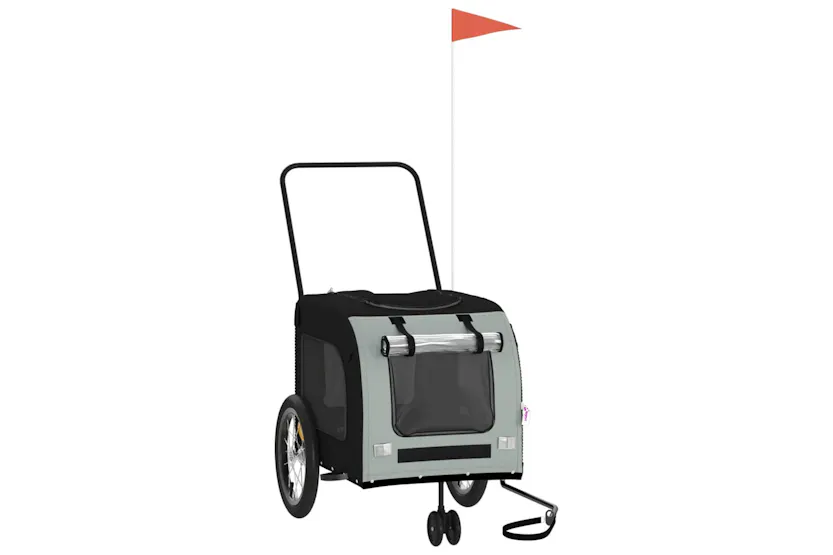 vidaXL 93853 Pet Bike Trailer Black And Grey Oxford Fabric And Iron vidaXL 93853 Pet Bike Trailer Black And Grey Oxford Fabric And Iron