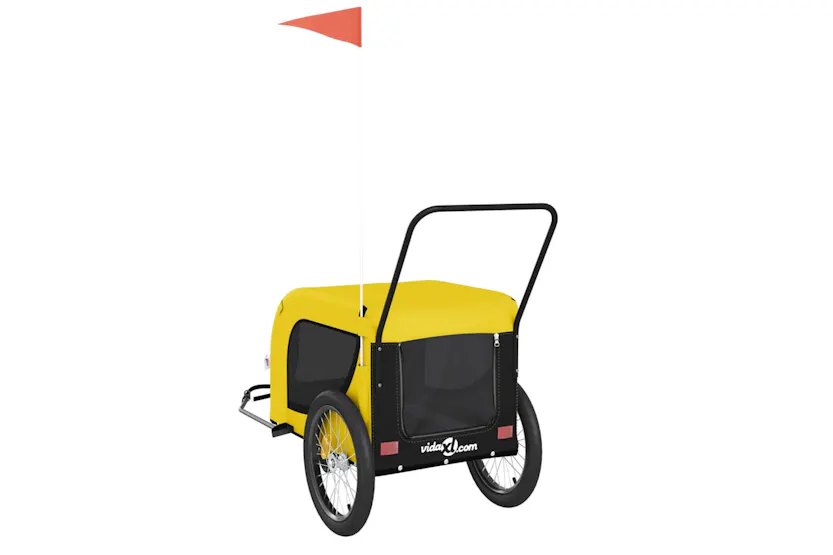 vidaXL 94029 Pet Bike Trailer Yellow And Black Oxford Fabric And Iron vidaXL 94029 Pet Bike Trailer Yellow And Black Oxford Fabric And Iron