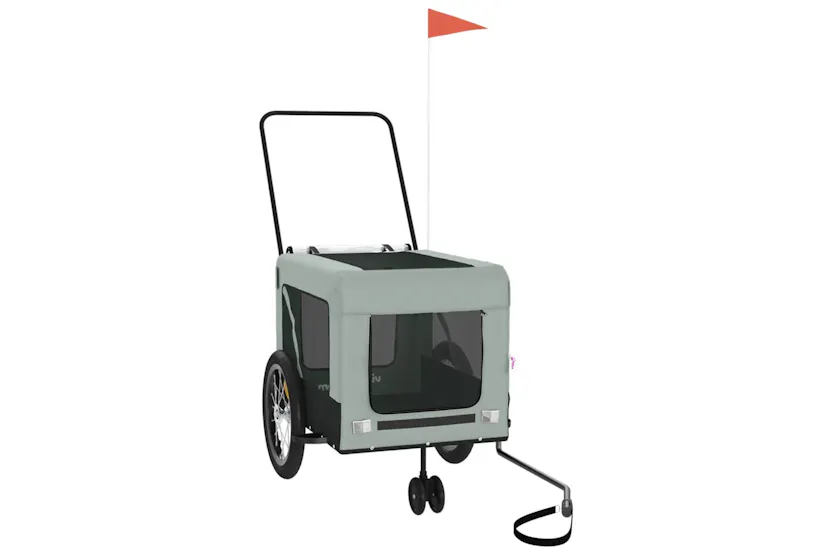 vidaXL 93937 Pet Bike Trailer Grey And Black Oxford Fabric And Iron vidaXL 93937 Pet Bike Trailer Grey And Black Oxford Fabric And Iron