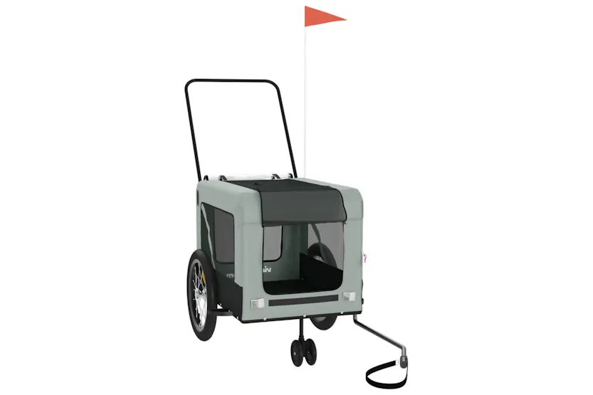 vidaXL 93937 Pet Bike Trailer Grey And Black Oxford Fabric And Iron vidaXL 93937 Pet Bike Trailer Grey And Black Oxford Fabric And Iron