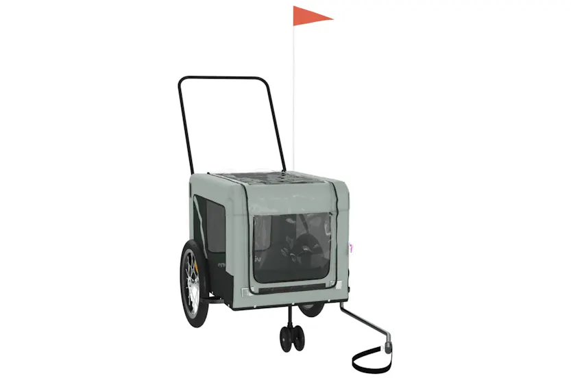 vidaXL 93937 Pet Bike Trailer Grey And Black Oxford Fabric And Iron vidaXL 93937 Pet Bike Trailer Grey And Black Oxford Fabric And Iron