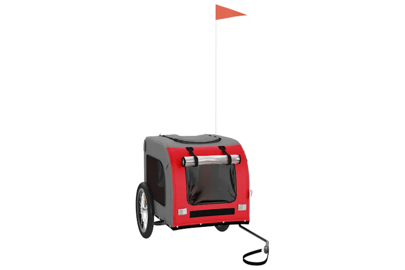 vidaXL 93831 Pet Bike Trailer Red And Grey Oxford Fabric And Iron vidaXL 93831 Pet Bike Trailer Red And Grey Oxford Fabric And Iron