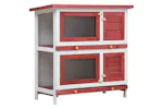 vidaXL 170836 Outdoor Rabbit Hutch 4 Doors Red Wood vidaXL 170836 Outdoor Rabbit Hutch 4 Doors Red Wood