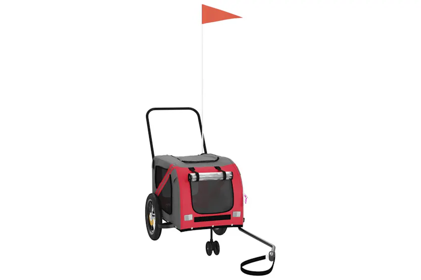 vidaXL 93887 Pet Bike Trailer Red And Black Oxford Fabric And Iron vidaXL 93887 Pet Bike Trailer Red And Black Oxford Fabric And Iron