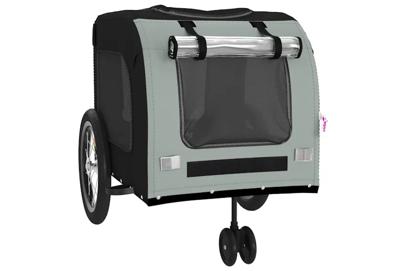 vidaXL 93853 Pet Bike Trailer Black And Grey Oxford Fabric And Iron vidaXL 93853 Pet Bike Trailer Black And Grey Oxford Fabric And Iron