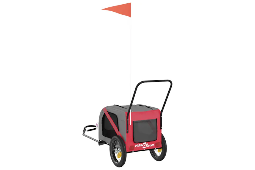 vidaXL 93887 Pet Bike Trailer Red And Black Oxford Fabric And Iron vidaXL 93887 Pet Bike Trailer Red And Black Oxford Fabric And Iron