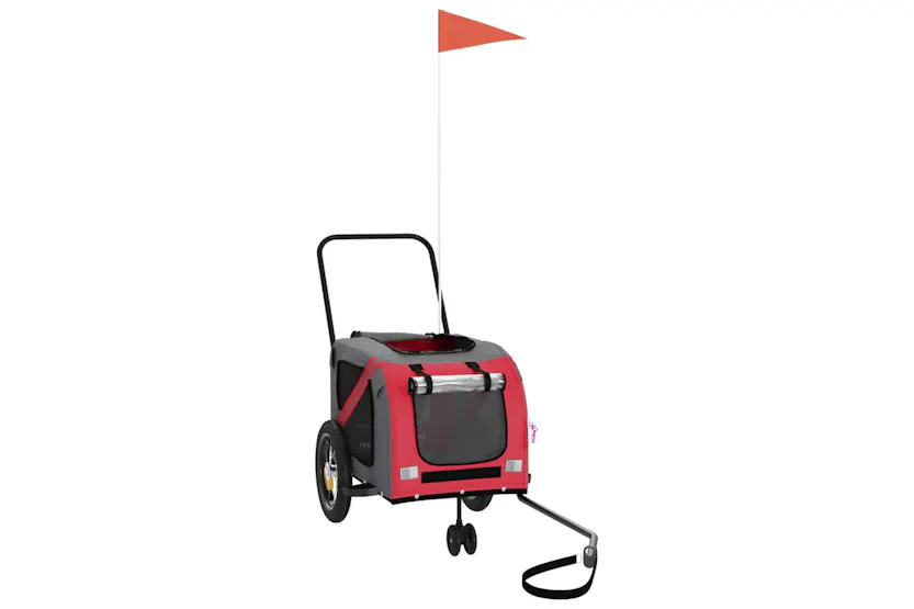 vidaXL 93887 Pet Bike Trailer Red And Black Oxford Fabric And Iron vidaXL 93887 Pet Bike Trailer Red And Black Oxford Fabric And Iron