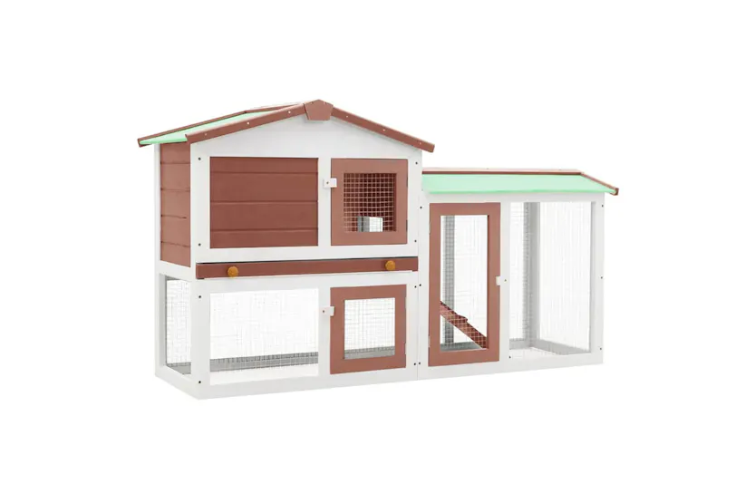 vidaXL 170841 Outdoor Large Rabbit Hutch Brown And White 145 X 45 X 84 Wood vidaXL 170841 Outdoor Large Rabbit Hutch Brown And White 145 X 45 X 84 Wood