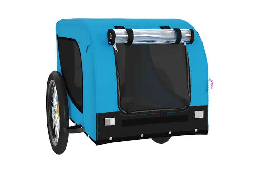 vidaXL 94009 Pet Bike Trailer Blue And Black Oxford Fabric And Iron vidaXL 94009 Pet Bike Trailer Blue And Black Oxford Fabric And Iron