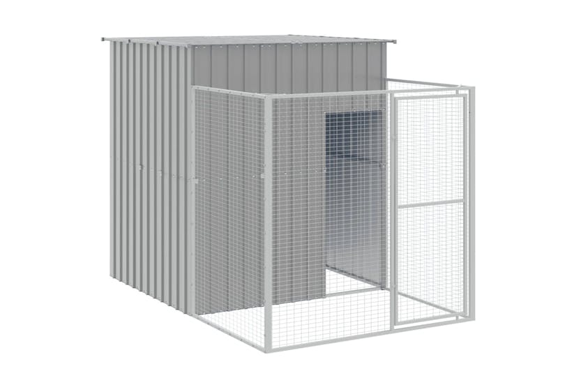 vidaXL 3189106 Dog House With Run Light Grey 165x863x181cm Galvanised Steel vidaXL 3189106 Dog House With Run Light Grey 165x863x181cm Galvanised Steel