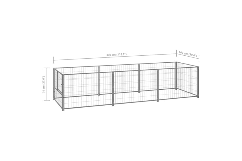 vidaXL 3082101 Dog Kennel Silver 3 M2 Steel vidaXL 3082101 Dog Kennel Silver 3 M2 Steel