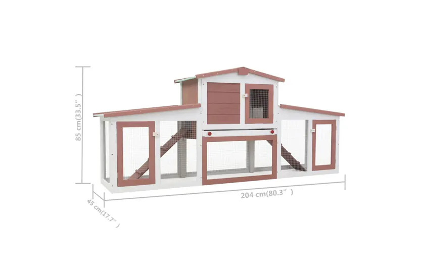 vidaXL 170844 Outdoor Large Rabbit Hutch Brown And White 204x45x85cm Wood vidaXL 170844 Outdoor Large Rabbit Hutch Brown And White 204x45x85cm Wood