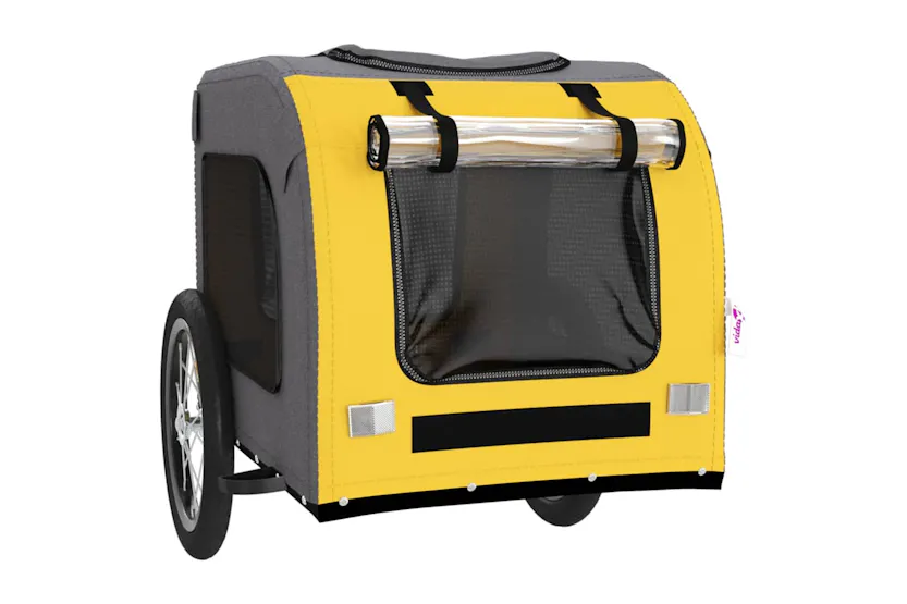vidaXL 93833 Pet Bike Trailer Yellow And Grey Oxford Fabric And Iron vidaXL 93833 Pet Bike Trailer Yellow And Grey Oxford Fabric And Iron