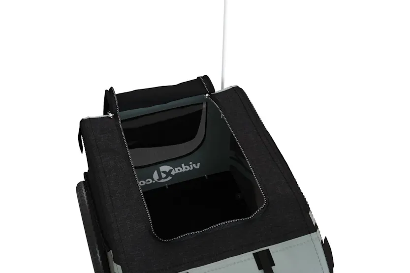 vidaXL 93867 Pet Bike Trailer Grey And Black Oxford Fabric And Iron vidaXL 93867 Pet Bike Trailer Grey And Black Oxford Fabric And Iron