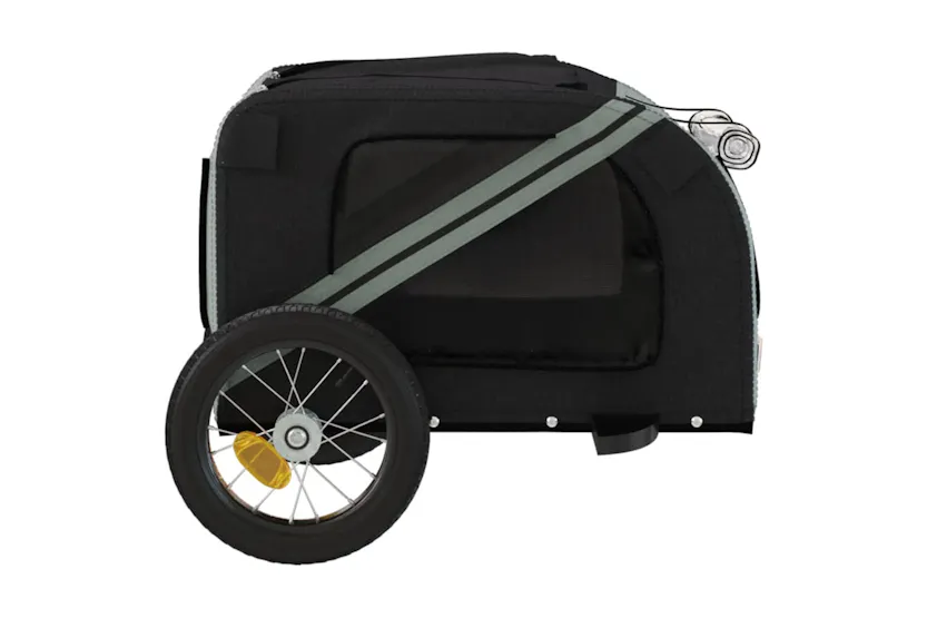 vidaXL 93867 Pet Bike Trailer Grey And Black Oxford Fabric And Iron vidaXL 93867 Pet Bike Trailer Grey And Black Oxford Fabric And Iron