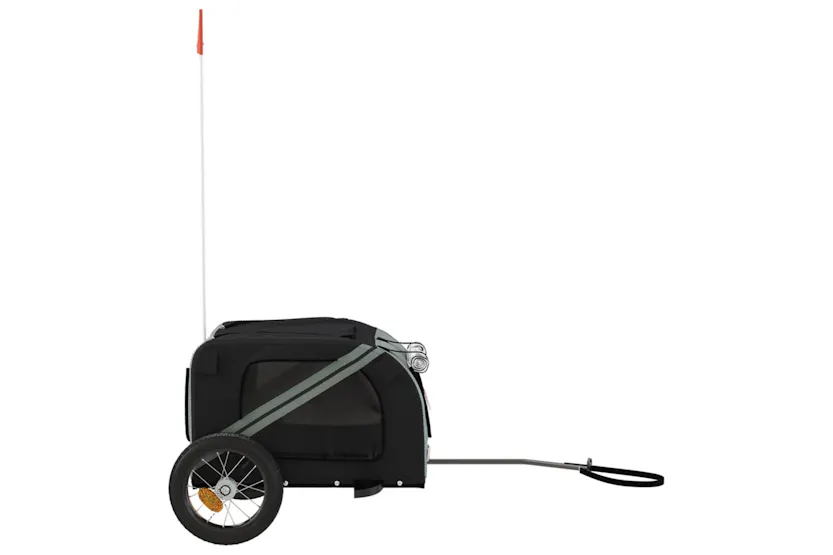 vidaXL 93867 Pet Bike Trailer Grey And Black Oxford Fabric And Iron vidaXL 93867 Pet Bike Trailer Grey And Black Oxford Fabric And Iron